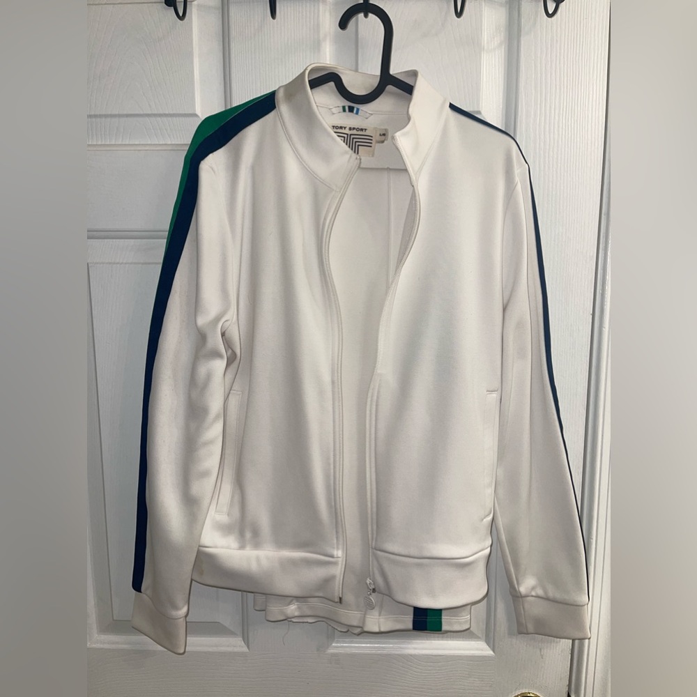 Two Piece Tory Sport sweatsuit. Size large Jacket/ Medium pants.